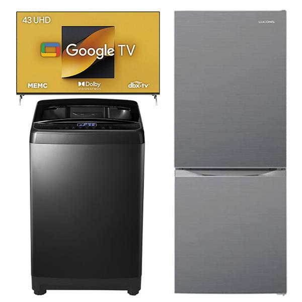 스마트 TV 43인치 + 루컴즈 통돌이 세탁기 12kg(티타늄) + 루컴즈 2도어 냉장고 157L(그레이)